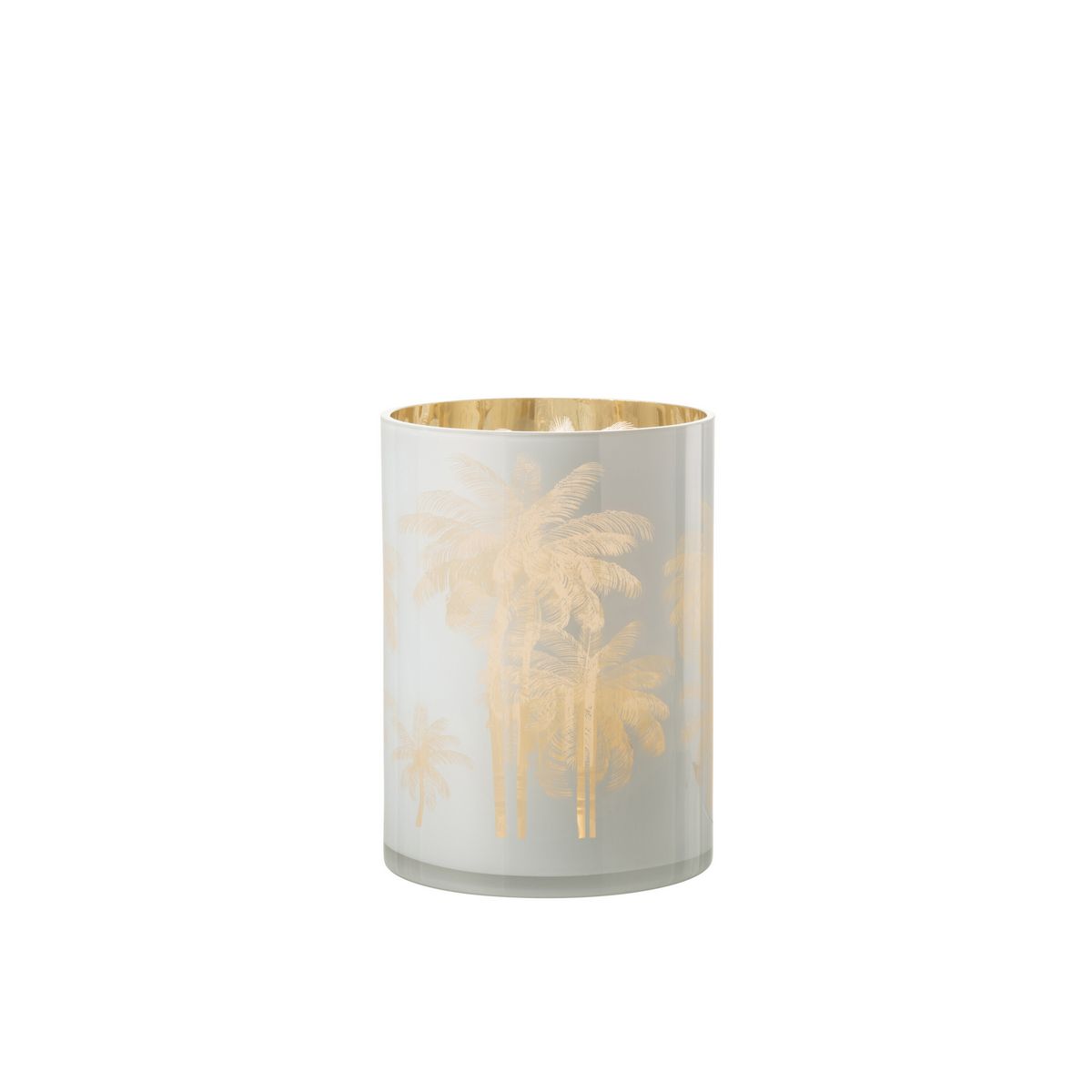 ΚΗΡΟΠΗΓΙΟ ΓΙΑ ΡΕΣΩ PALM TREES ΓΥΑΛΙ ΛΕΥΚΟ-ΧΡΥΣΟ XL (18x18x24cm) image