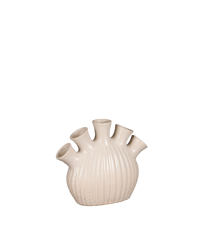 ΒΑΖΟ ΜΕ ΥΠΟΔΟΧΕΣ ΚΡΕΜ Saul tulip ΚΕΡΑΜΙΚΟ l25xw10xh21cm image