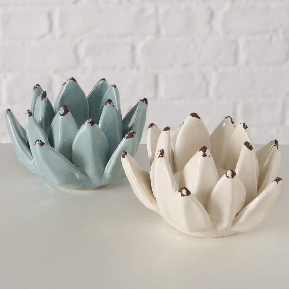 ΚΗΡΟΠΗΓΙΟ 2/ass ΑΝΘΟΣ ΛΟΤΟΣ Lotus ΠΡΑΣΙΝΟ ΛΕΥΚΟ H6cm D10cm ΚΕΡΑΜΙΚΟ image