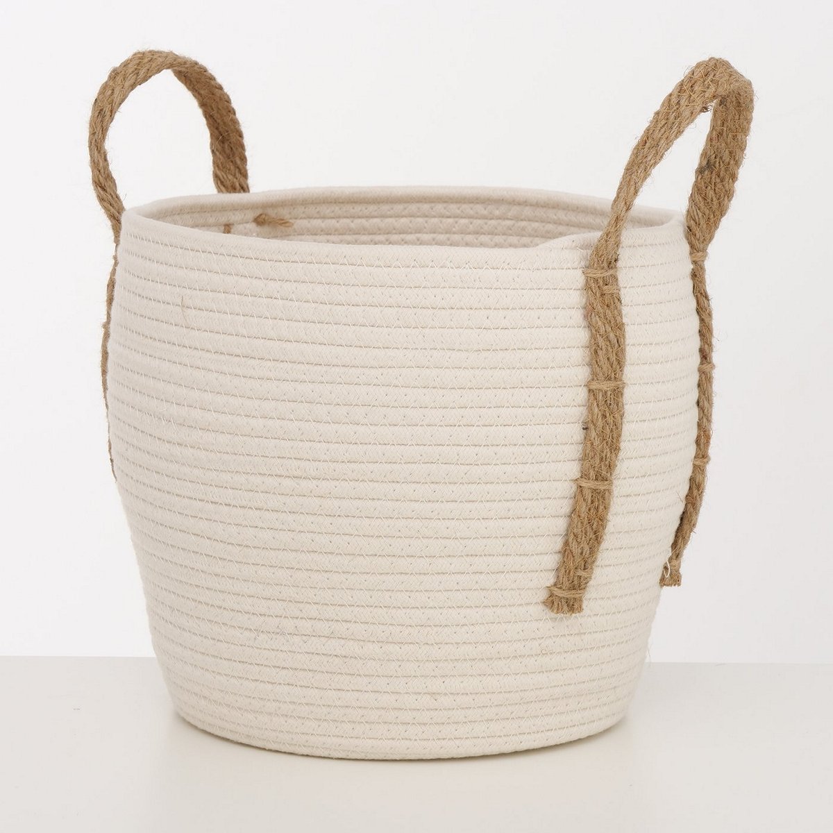 ΚΑΛΑΘΙ ΠΛΕΚΤΟ ΚΡΕΜ Takeo H25cm D29cm Γιούτα image